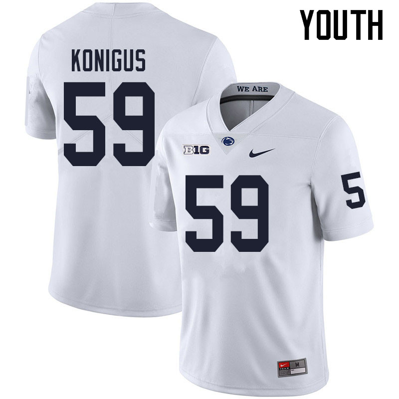Youth #59 Kaleb Konigus Penn State Nittany Lions College Football Jerseys Sale-White